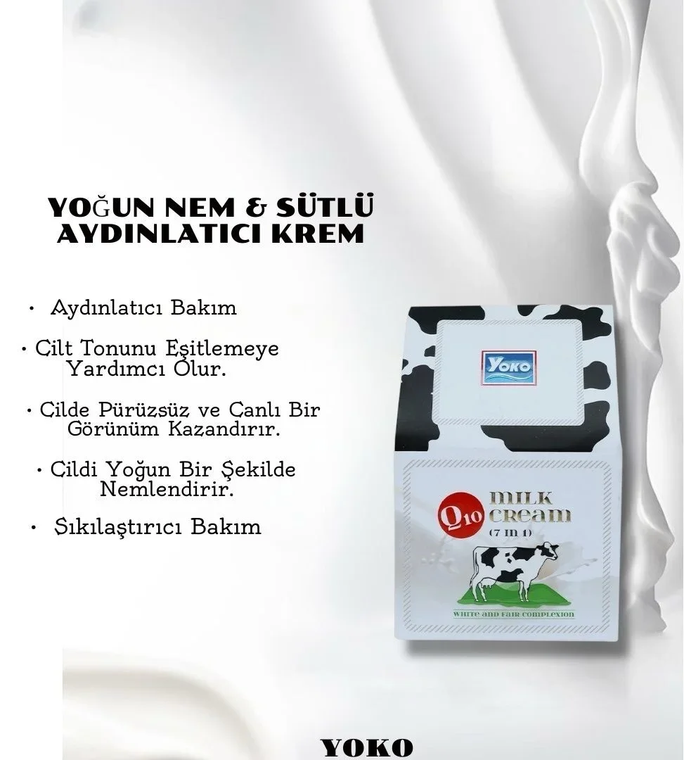 yoko leke, beyazlatıcı,aydınlatıcı, yaşlanma karşıtı sütlü krem 50 gr