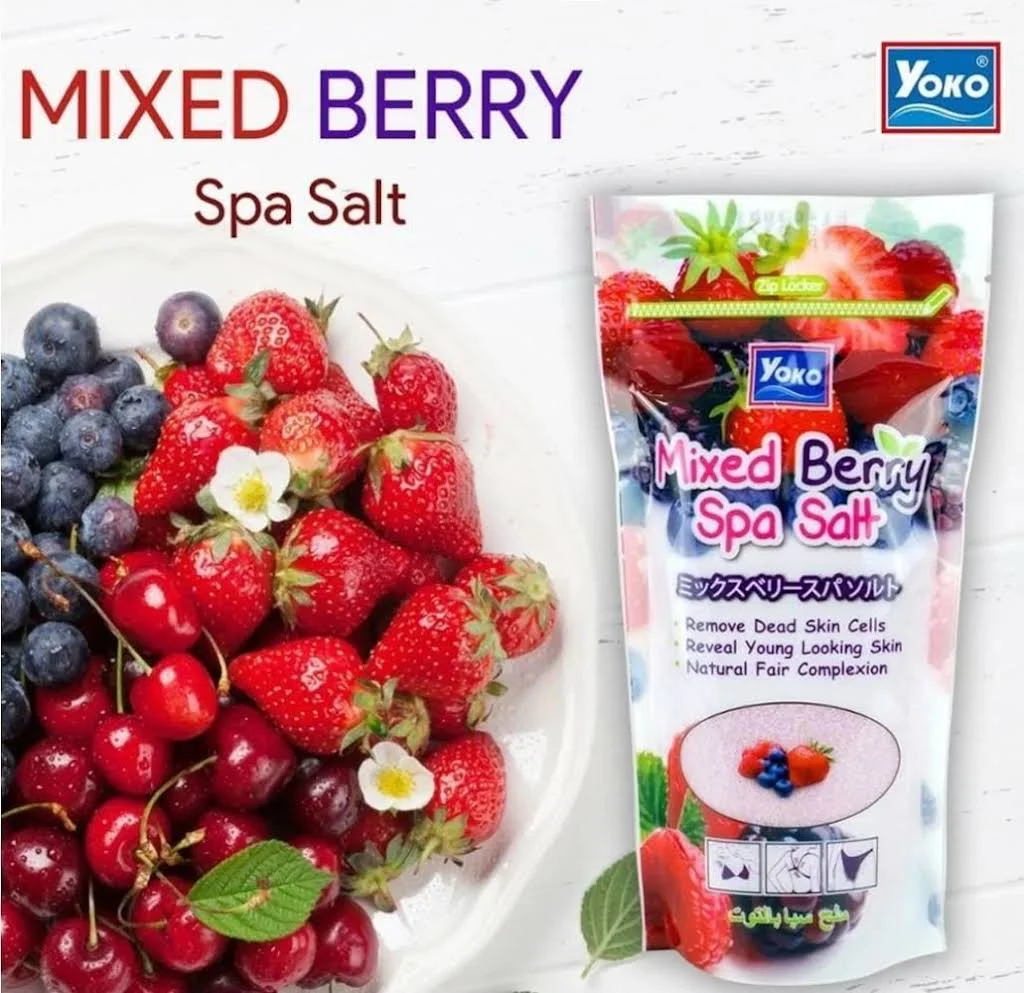 YOKO KARIŞIK MEYVELİ, NEMLENDİRİCİ, AYDINLATICI, TEMİZLEYİCİ SPA TUZU 300 GR