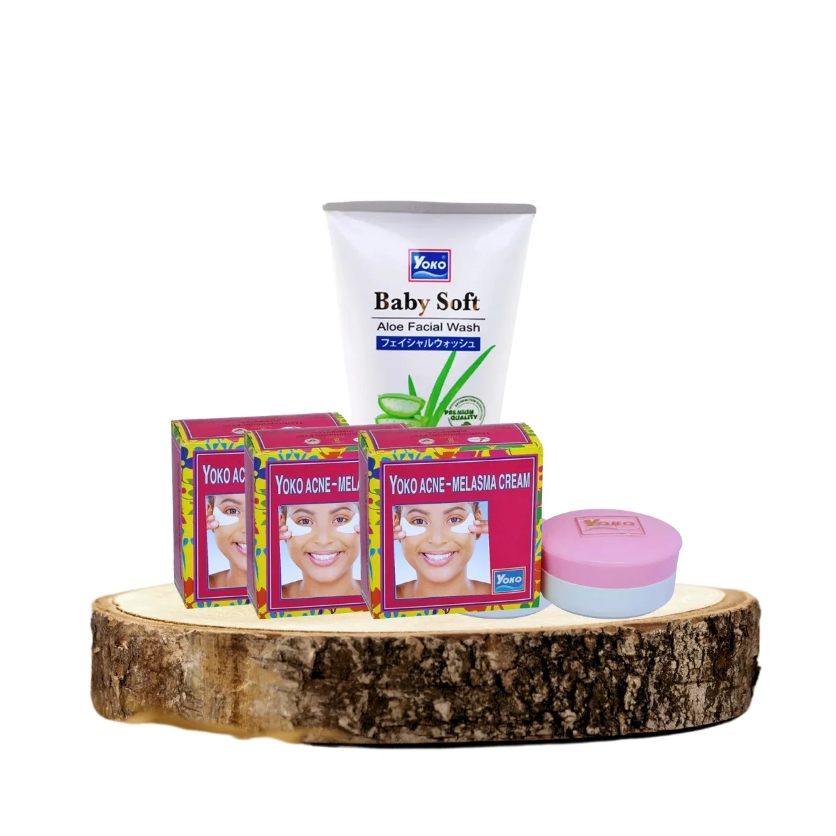 yoko akne melasma kremi ve aloe verali yüz yıkama jeli cilt bakım seti (4 adet)